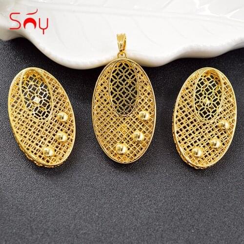 Sunny Jewelry Trendy Fashion African Beads Round Egg Jewelry Set For Women Hollow Out Earrings Necklace Pendant For Party Gift