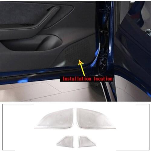 For Tesla Model 3 2019-20 Stainless Steel Car Door Horn Mesh Cover Horn Mesh Protection Decorative Cover Car Accessories
