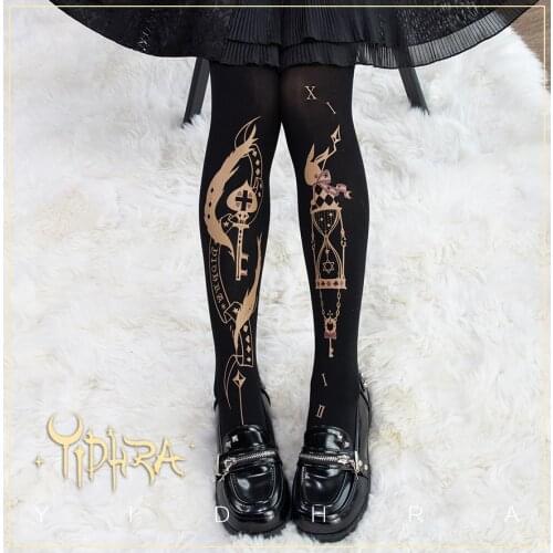 Anime Girl Velvet Spring Autumn Alice and Time Retro Printing Pantynose Cosplay Lolita Stocking Tights JK Long Socks Accessories