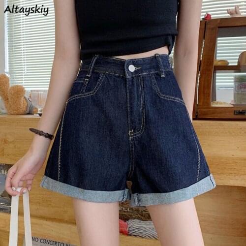 Denim Shorts Women S-5XL Summer Solid Simple All-match Female Daily Leisure Elegant Large Size Vintage Fashion Korean Style Chic