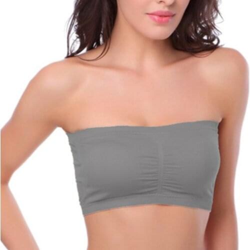 Women Strapless Padded Seamless Tube Top Bandeau Crop Bra Girls Bralette Womens Underwear
