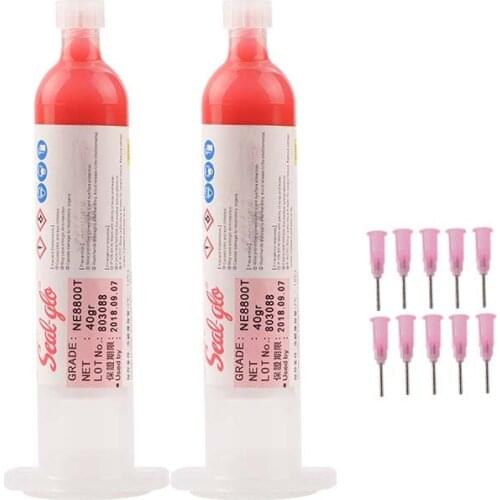 1/2pcs 30ml/40g SMD SMT BGA IC Repair Chips Stencil Paste Dispenser Red Glue with 10pcs Needles PCB Reflow Masking Welding Paste
