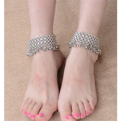 1 pcs Ethnic Style Small Bells Anklets Women Jewelry Retro Multi-Layer Tassels Anklet Lady Popular Beach Holiday Foot Ornaments