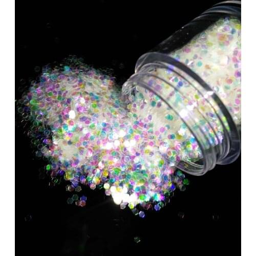 10Ml 1 Box 1.5mm (1/16 060) Iridescent white with colorful light Color Glitter Paillettes for nail art decoration flakes