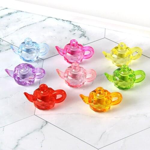 10pcs DIY accessories beaded material transparent color acrylic pendant imitated crystal little teapot pendant 004002004