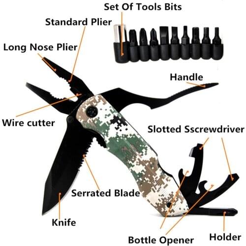 16 In One Hand Tool Screwdriver Outdoor Tools Boy Gifts Folding Knife Pliers Mini Portable Stainless Multitool