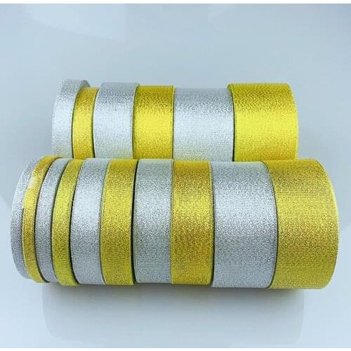 25 Yards/Roll Gold and Silver Ribbon Christmas Wedding Party Decoration Gift Packaging Ribbons For Crafts Gift Wrapping Ribbon