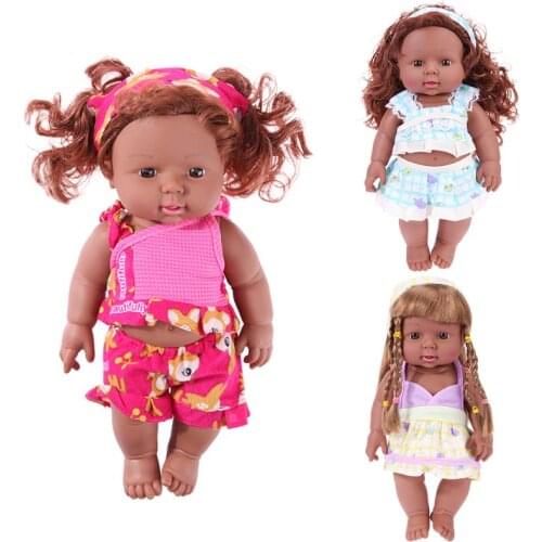 30cm Baby Simulation Doll African Doll Black Skin Reborn Baby Doll Soft Vinyl Silicone Babies Toys For Kids Girl Birthday Gift