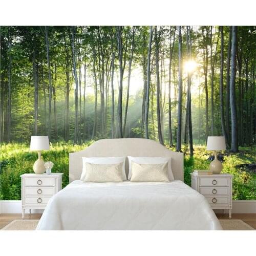Beibehang Custom wallpaper home decoration mural fresh beautiful forest tree morning fog mural TV background walls 3d wallpaper