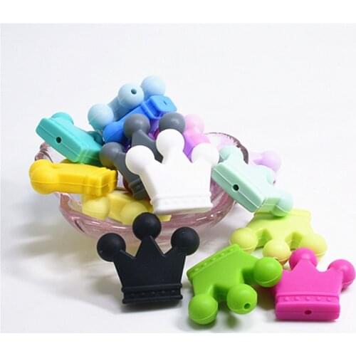 5 PCS/Lot Crown Silicone Beads Baby Teether Silicone Teething Beads For DIY Necklace Bracelet Pacifier Chain Teethers Crown Bead