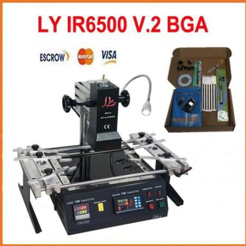 Free Shipping, Infrared BGA Rework Station chip reballing machine LY IR6500 V.2, bigger preheat area 240*200mm, PCB jigs 6 pcs