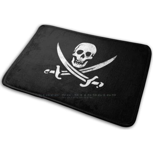 Calico Jack Sword Pirate Flag Jolly Roger Graphic Mat Rug Carpet Anti-Slip Bedroom Entrance Door Mat Calico Jack Pirate Flag