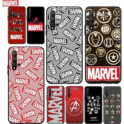 Marvel Logo Fashion For Huawei Honor 10 20 30 10i 20i 30i 10X V20 V30 20S 30S 30i X10 Pro Plus Lite Black Soft Phone Case