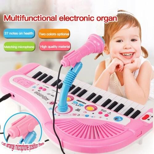 Kids Electric Piano Digital Music Electronic Keyboard Toy For Children 37 Black And White Keys With External Microphone