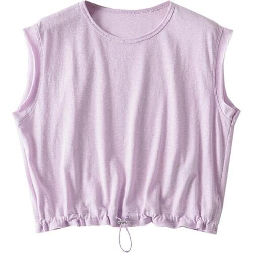 DOUJILI 2021 New Short Top Tees Sleeveless Round Neck Yellow Purple Tops Fashion Ladies Tank Top For Women