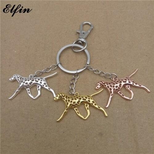 Elfin Trendy Dalmatian Key Chains Gold Color Silver Color Animal Pet Memorial Dog Key Rings Jewellery For Women Men