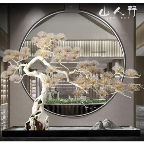 Zq Artificial Greeting Pine Cedar Shaped Tree Indoor Dry View Dried Wood Landscape Entrance Decoration