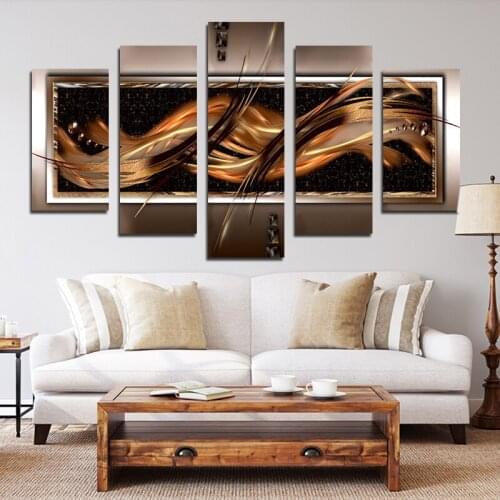 Canvas HD Prints Picture Frameless 5 Pieces 3D Color Silver Drop Painting Living Room Hall Wall Art Home Hotel Decoration Poster