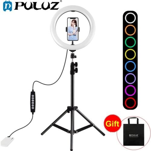 PULUZ 10 inch 26cm RGBW LED Selfie Ring Light Blogger Vlogging Video Light Live Broadcast Kits & Phone Clamp