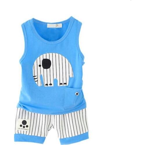 Summer Cotton Baby Clothes Sets 2021 New Cartoon Sleeveless Top + Pants For Children Clothing Suits Kids Bebes Suits T0013