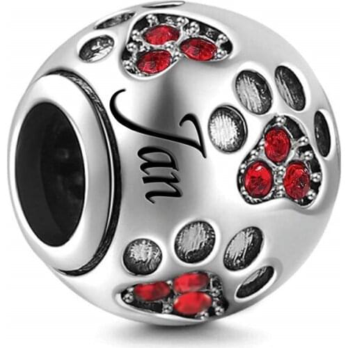 Hot Sale Silver 12 Color Birthstone Charm Fit Original 3mm Bracelet&Bangle Making Fashion DIY Jewelry For Women January