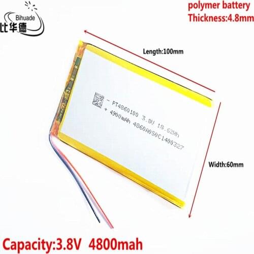 Liter energy battery The high quality 3.8V,4800mAH 4860100 Polymer lithium ion / Li-ion battery for tablet pc BANK,GPS,mp3,mp4