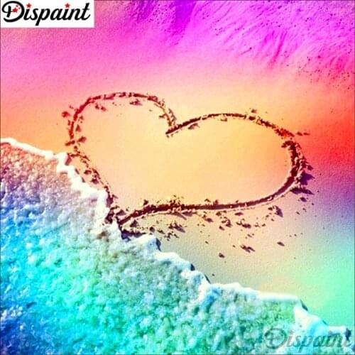 Dispaint Full Square/Round Drill 5D DIY Diamond Painting "Beach heart" Embroidery Cross Stitch 3D Home Decor A10826