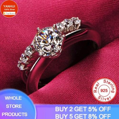 2021 New Arrival White Gold Color 2 Pieces Stacked Stack 925 Sterling Silver Wedding Engagement Band Ring Sets For Women Jewelry