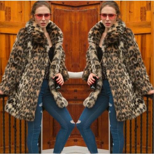 Lapel leopard print faux mink leather jacket womens winter thicken fur leather coat women slim jackets jaqueta de couro fashion