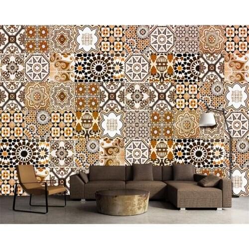 Beibehang Custom wallpaper 3d modern retro pop style ethnic pattern background wall living room bedroom decoration painting обои