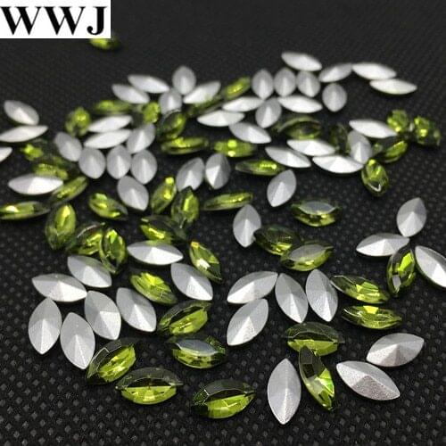Olivine Color Navette Fancy Stone Horse Eye Glass Crystal For Jewelry Making3x6mm4x8mm5x10mm ,7x15mm,9x18mm,13x27mm,17x32mm