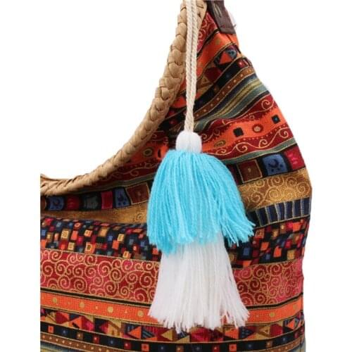 1pc Blue White Tassel Keychains Women Handbag Charms Bag Hanging For Summer Jewelry Keyring