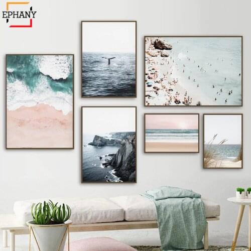 Ocean Landscape Canvas Poster Nordic Style Beach Whale Wall Art Print Painting Decoration Picture Scandinavian Home Decor