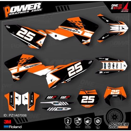PowerZone Custom Team Graphics Backgrounds Decals 3M Stickers Kit For KTM SX SXF MX 07-10 EXC XCW Enduro 08-11 125 to 500cc 06
