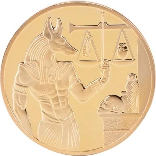 Gold Plated Egypt Death Protector Anubis Coin Copy Coins Egyptian God Of Death Commemorative Coins Collection Gift