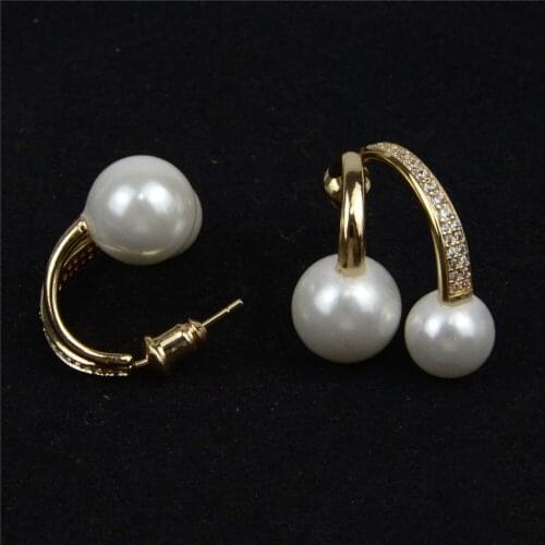 8mm &10mm Natural Shell Pearls Earrings Zircon Small Cute Exquisite Jewelry Accessories Pink White Green Purple Pearl Earrings