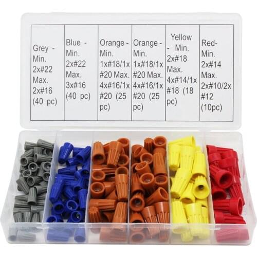 SHGO HOT-158Pcs 5 Colors Electrical Wire Connector Twist-On Screw Terminal Spring Inserted Nuts Caps Assortment Set