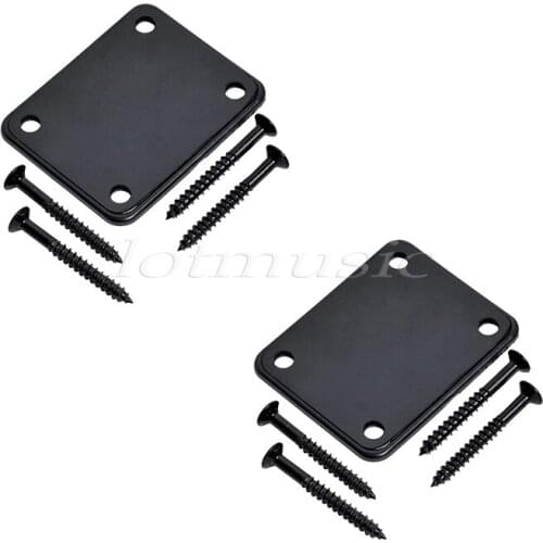 2Pcs Black Neck Plate With Screw for ElectricTele Guitar Replacement