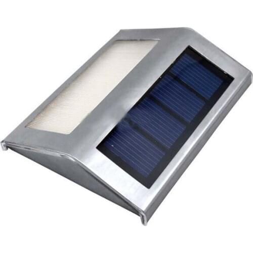 20 Pcs/lot Stainless Steel Solar Lamp 2LED Powered Stairways Landscape Garden Path Wall Light Lamp