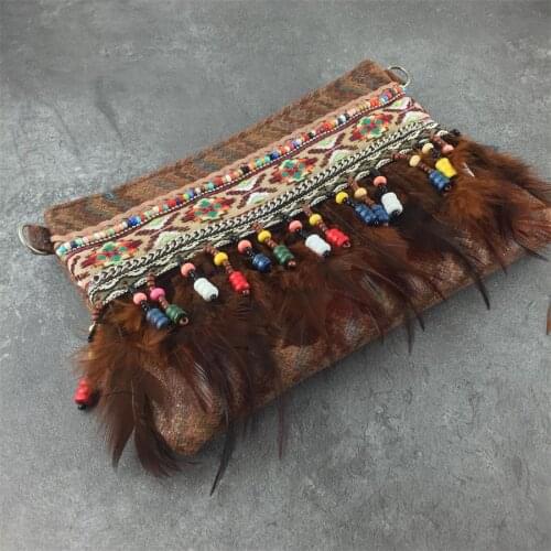 Boho Feather Tassel Straw Bags Leather Handle Handbags Women Fashion Knit Bucket Mini Cylindrical Messenger Purses