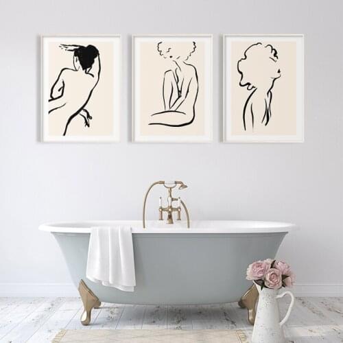 Modern Abstract Line Figure Poster Minimalist Europe Canvas Painting Prints Wall Art Pictures Living Room Bathroom Home Decor