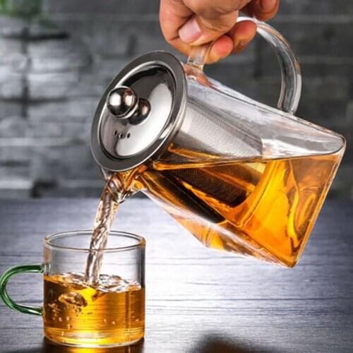 350/550ml Glass Stainless Steel Teapot Heat Resistant Glass Flower Tea Pot Glass Coffee Tea Herbal Pot with Infuser Filter Lid
