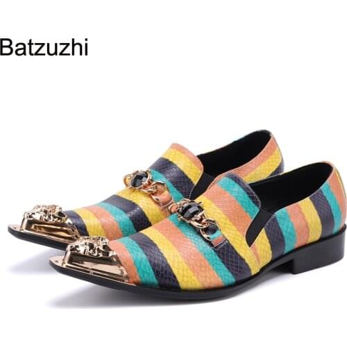 Batzuzhi Italian Style Handmade Men Shoes Multi Leather Dress Shoes Men Slip On Fashion Party/Wedding Shoes Men Zapatos Hombre