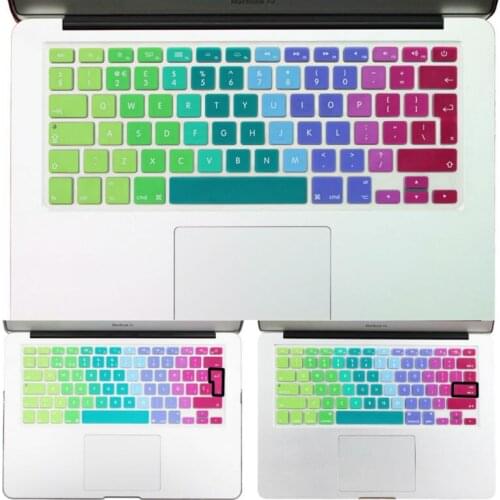 Gradient color rainbow Silicone UK/EU/US layout Keyboard Protector Cover Stickers Film For Macbook Air 13 Pro retina 13 15 17