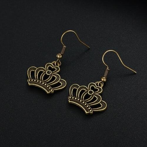 Trendy Vintage Crown Shape Dangle Earrings for Women Girl Retro Drop Earrings Cute Small Object Earring Jewelry Bijoux