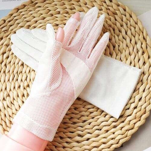 1Pair Summer Anti UV Ice Silk Glove Fingertip Opened Non-slip Sunscreen Mesh Breathable Gloves Women Men Outdoor Moto Cycling