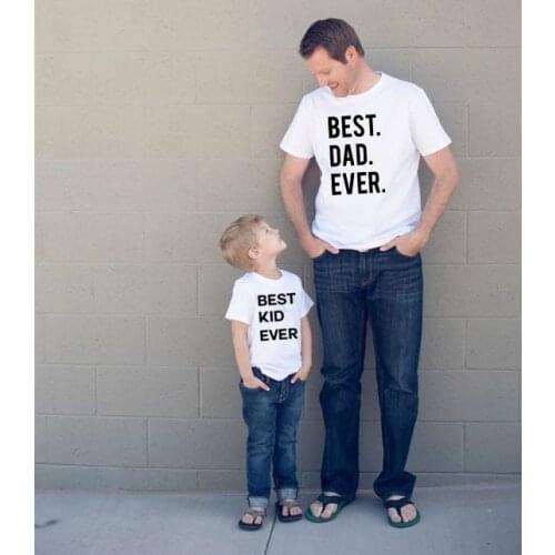 1pcs Family T Shirt Matching Outfits Best Dad Kids Ever Letter Print Father and Son Daughter Baby Girl Boy Clothes Summer Top