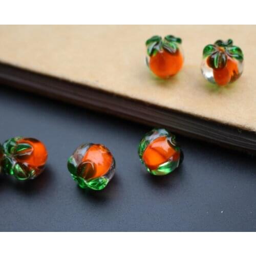 10Pcs/Lot 12mm*10mm Lampwork Glass beads Luminous Beads Lovely Pumpkin beads Yellow Color for jewelry making