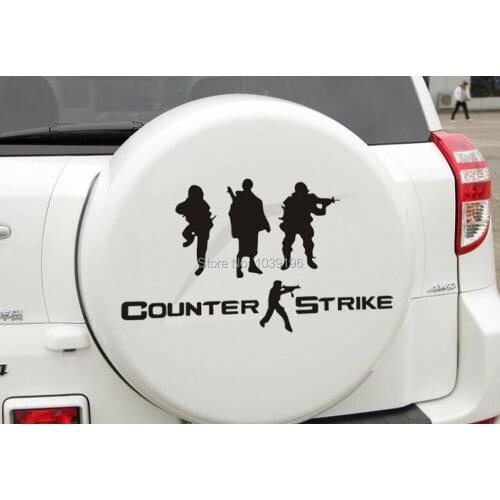 10 x Hot Selling Design Car Styling CS Games Counter Strike Car Whole Body Spare Tire Stickers Creative Pattern Vinyl Decals