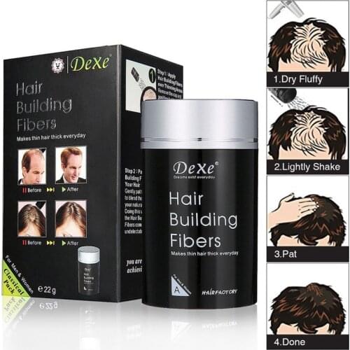 22g Dexe Dark Brown Hair Building Fibers Refill Human Wig Extensions Natural Hair Keratin Fibers Treatment Thin Powder Regrowth